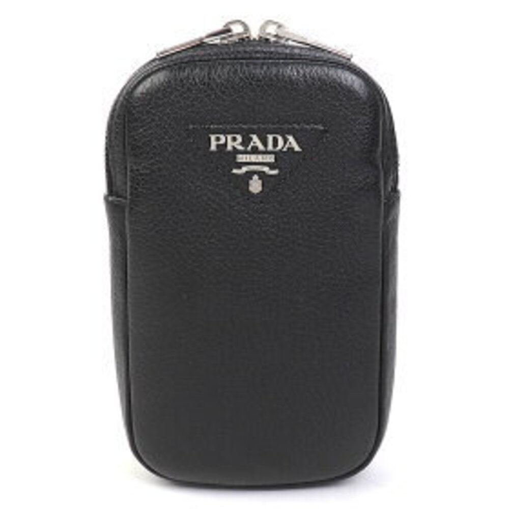 PRADA SAFFIANO LEATHER SHOULDER BAG smartphone pouch triangle logo - Picture 2 of 7